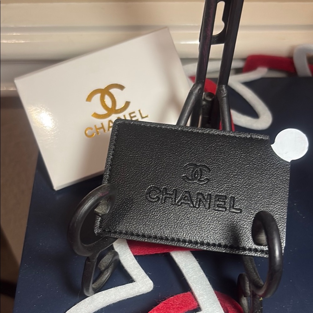 Chanel Black Leather Card and Mirror Holder